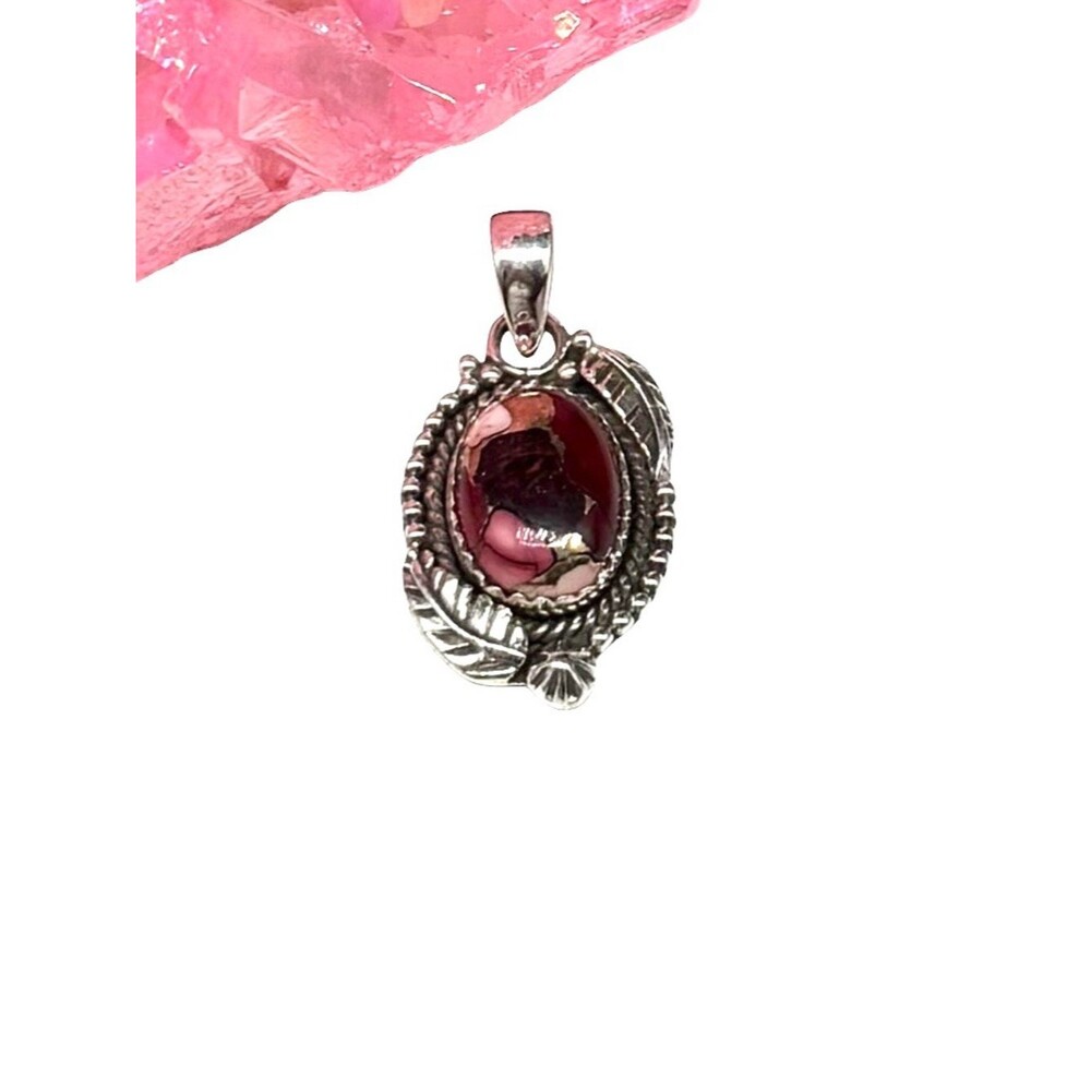 Red Rose Dahlia Turquoise Necklace Pendant Solid 925 Sterling Silver